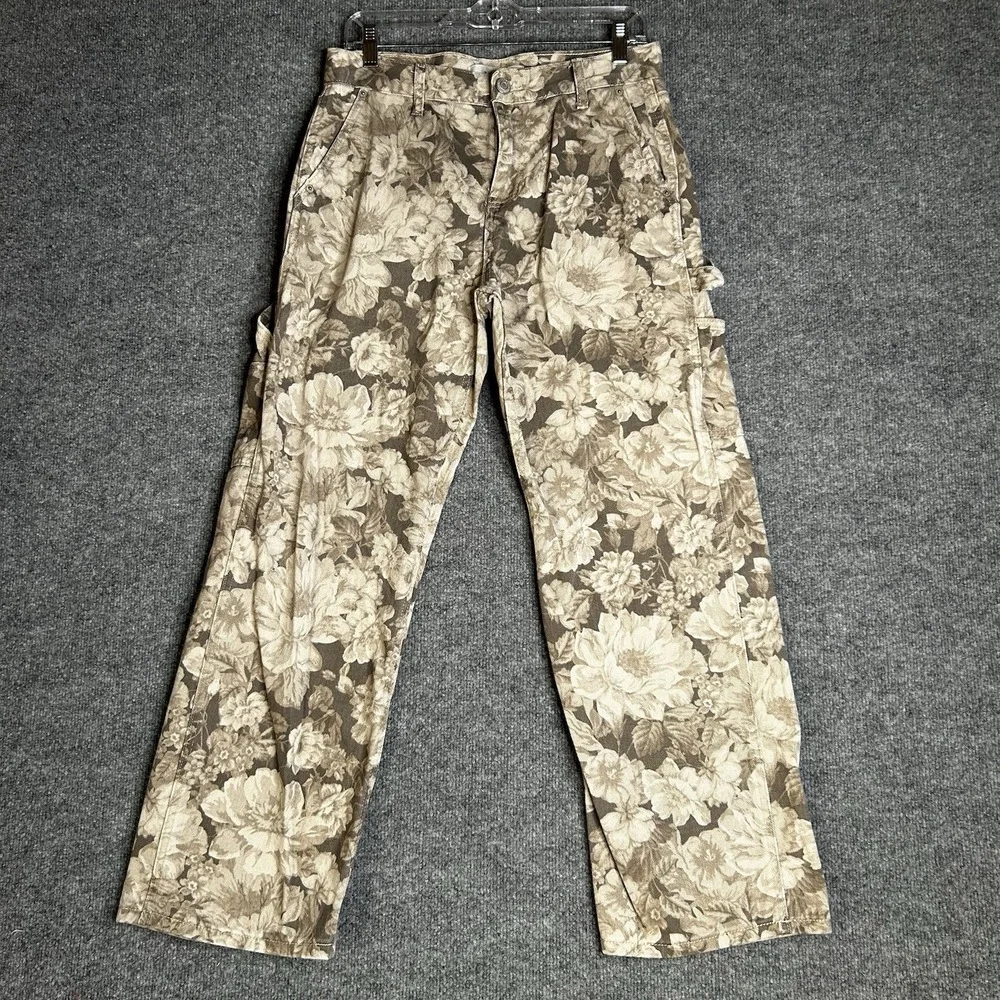 Pacsun Milo Floral Cotton Carpenter Pants Womens Size 29x30 Baggy - Picture 1 of 9